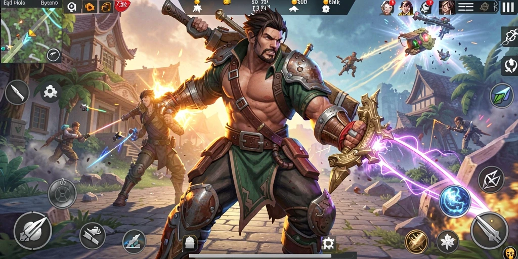 Tampilan permainan <strong>73K</strong> yang mendebarkan dengan pertarungan ARPG yang intens.