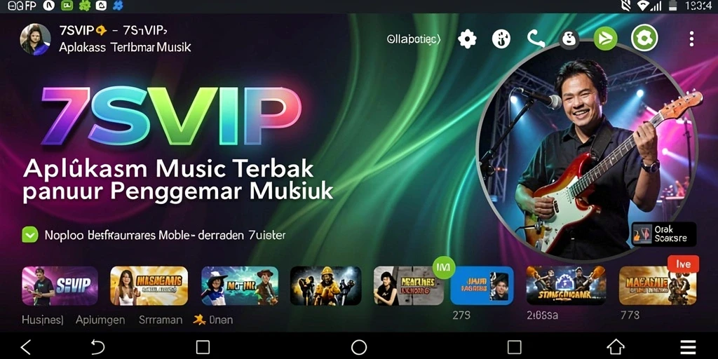 Tampilan utama 7SVIP dengan berbagai pilihan lagu musik.