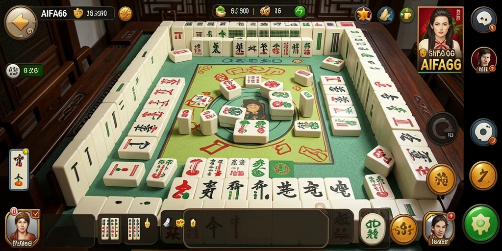 Tangkapan layar utama AIFA66 menampilkan gameplay Mahjong yang menarik.