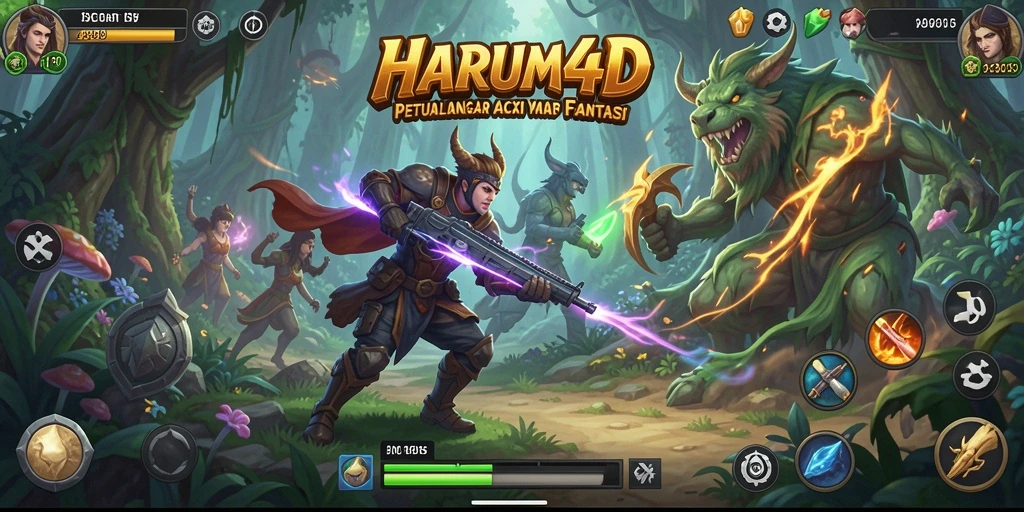 Screenshot permainan HARUM4D yang menampilkan aksi pertempuran seru.
