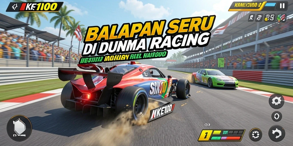 Screenshot utama KPK100 menampilkan aksi balapan yang seru dan mobil yang mengesankan.