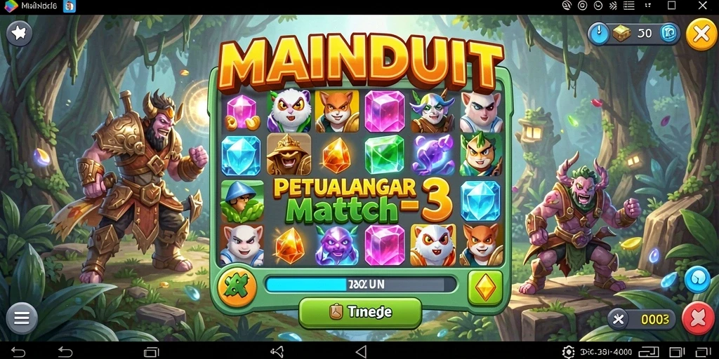 Screenshot gameplay seru MAINDUIT dalam aksi Match-3.