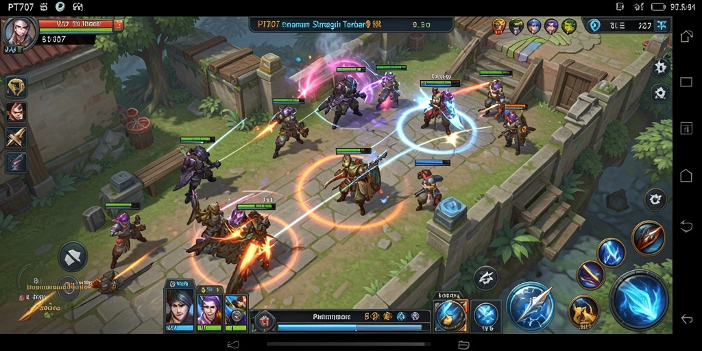 Tangkapan layar gameplay PT707 menampilkan pertarungan strategis yang seru.