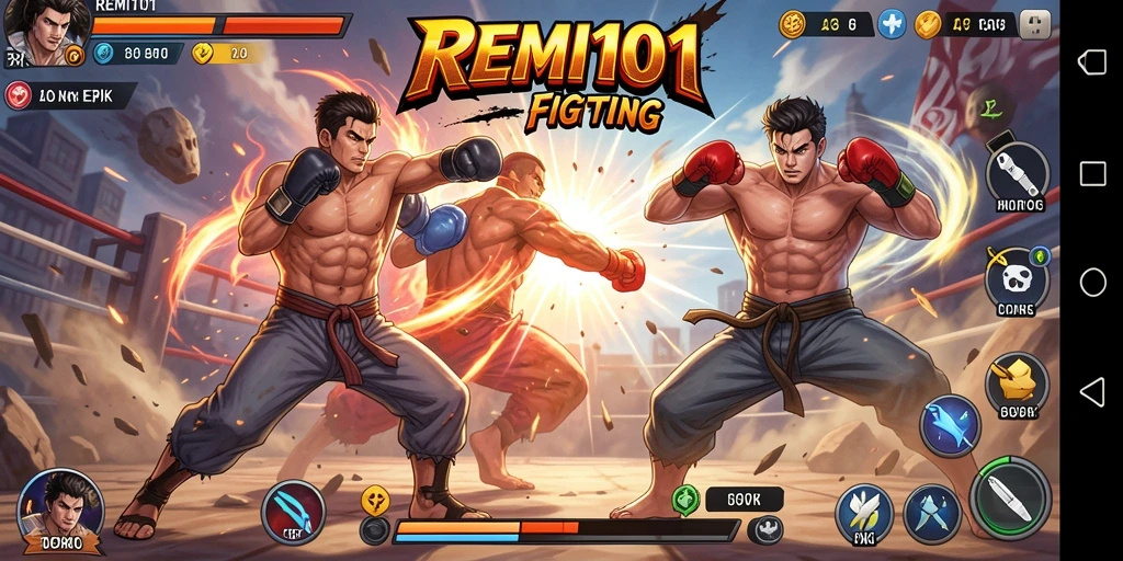 Screenshot REMI101 - Pertarungan seru dalam arena Fighting.