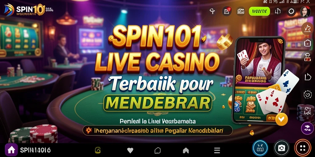 Screenshot gameplay SPIN101 menampilkan dealer langsung dan suasana kasino yang menegangkan.