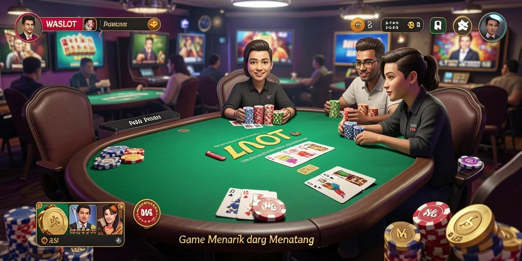 Tampilan gameplay poker yang mendebarkan di WASLOT.