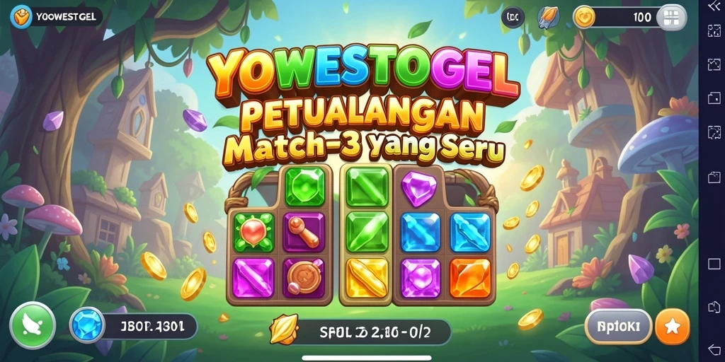 Screenshot gameplay YOWESTOGEL yang menampilkan aksi Match-3 yang seru.